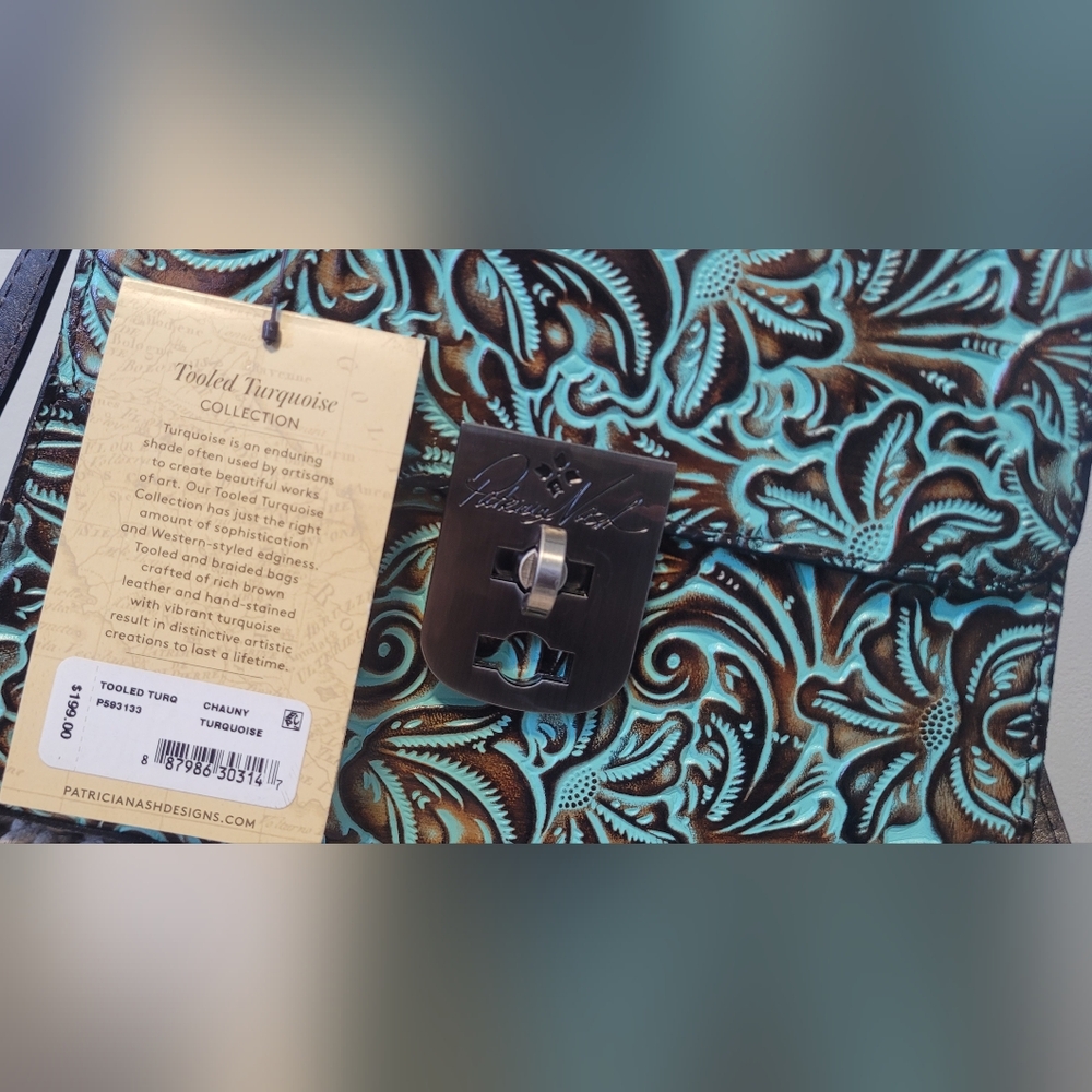 Patricia Nash Turquoise and Black Embossed Leather Bag - Picture 15 of 15
